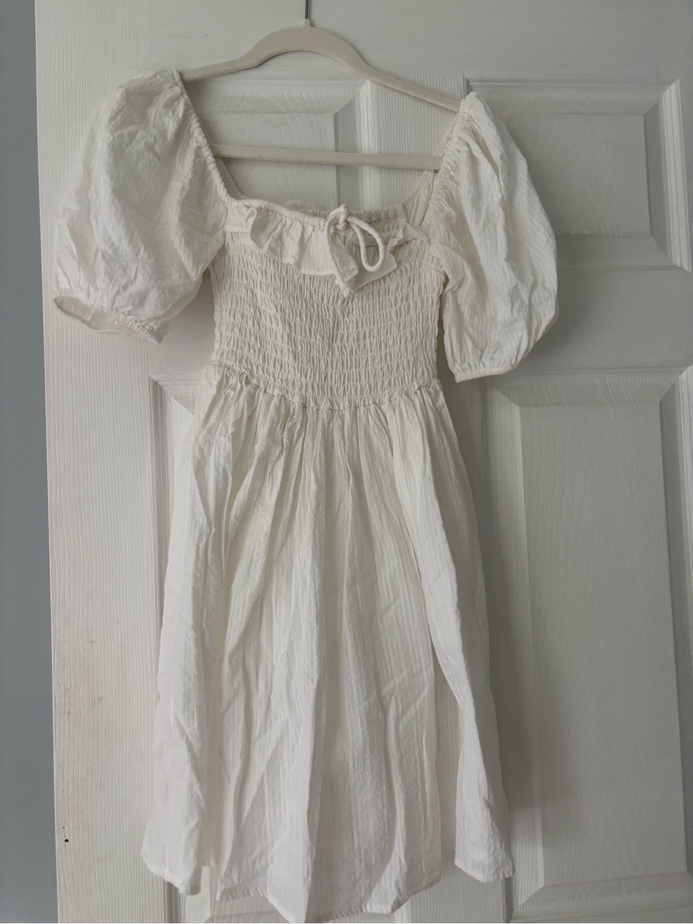 Abercrombie & Fitch Cream Smocked Puff-Sleeve Kids Dress